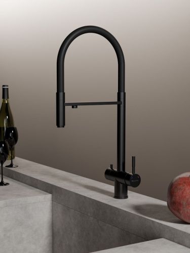 Смеситель для кухни Knotlor Infinity SS-16/BL на мойку черный - фото 4