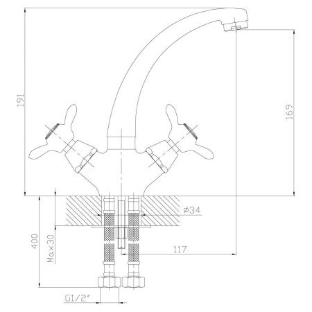 Смеситель для кухни Rossinka Q Q02-64 на мойку хром