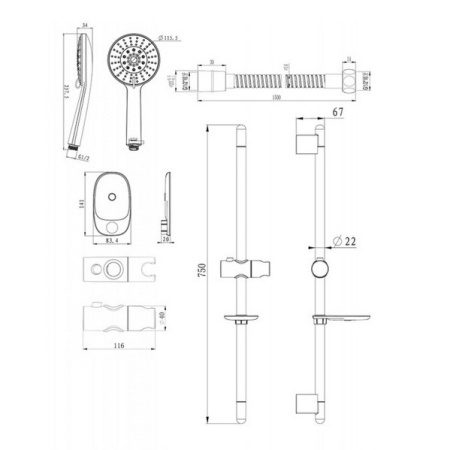 Душевой гарнитур Bravat D152CP-3-RUS хром