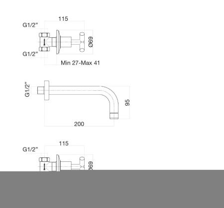 Смеситель для раковины Fiore XT 25CR0527 настенный хром