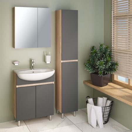 Тумба под раковину Runo ЛАДА 00-00001165 60х30 напольная цвет серый