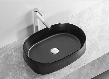 Раковина из сантехнического фарфора Cerutti SPA CR2691 56х39 накладная цвет черный матовый без отверстий под смеситель