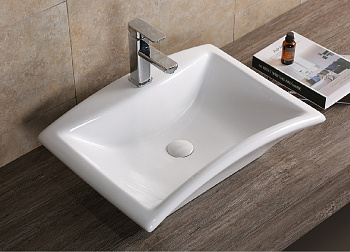 Раковина из сантехнического фарфора Cerutti SPA CR7096 62х44 накладная цвет белый без отверстий под смеситель