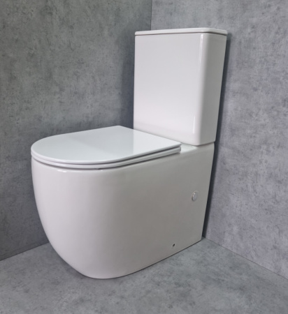 Унитаз напольный с бачком CeramaLux TR2177 белый с сиденьем микролифт смыв торнадо