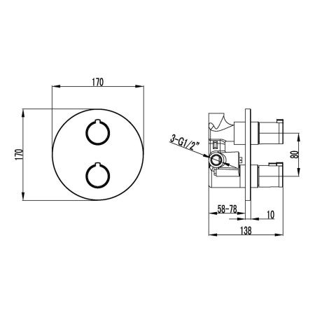 Смеситель для ванны и душа LeMark Yeti LM7823C встраиваемый в стену хром с термостатом