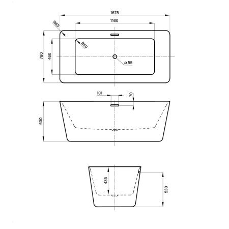 Ванна акриловая Wellsee DeSire 231502000 170х80 отдельностоящая прямоугольная с ножками