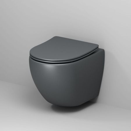 Унитаз подвесной Grossman Торнадо GR-4455GMSQ серый с сиденьем микролифт безободковый смыв торнадо