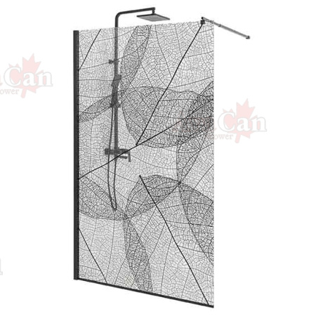 Душевая перегородка AvaCan MB120 120х200 стекло с рисунком профиль черный