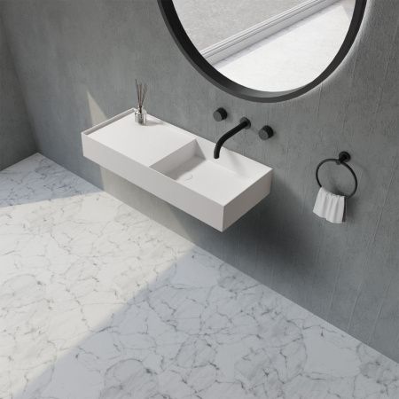 Раковина из искусственного камня Abber STEIN AS2648 80х40 подвесная цвет белый без отверстий под смеситель