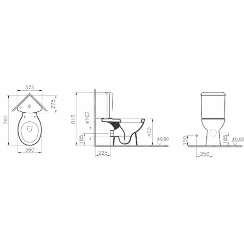 Унитаз Vitra Arkitekt 9754B003-7200 напольный с бачком - фото 3