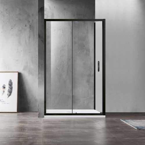 Душевой уголок Azario MILTON AZ-ND1131-L 1200 BLACK 120x200 стекло прозрачное профиль черный без поддона - фото 2
