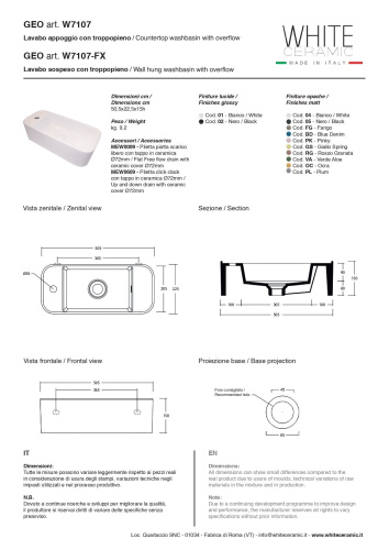 Раковина White Ceramic Geo Mini 51 см W7107F05 накладная цвет черный матовый - фото 3