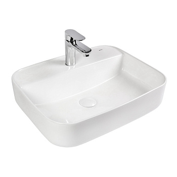 Раковина из сантехнического фарфора Bond Cube S13-500 50х40 накладная цвет белый глянцевый 1 отверстие под смеситель