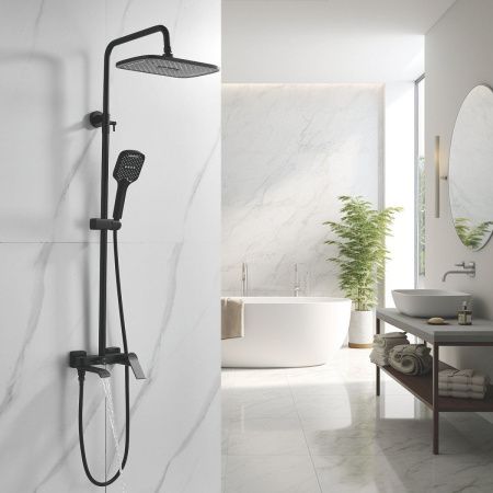 Душевая стойка Shevanik S4136H настенная цвет черный