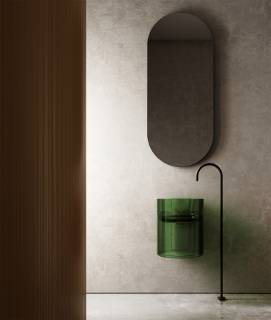 Раковина из полиэфирной смолы Abber KRISTALL AT2704Emerald 42х42 подвесная цвет зеленый без отверстий под смеситель