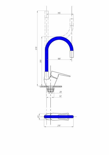 Смеситель для кухни FAUZT FZs-833-B129 на мойку синий - фото 3