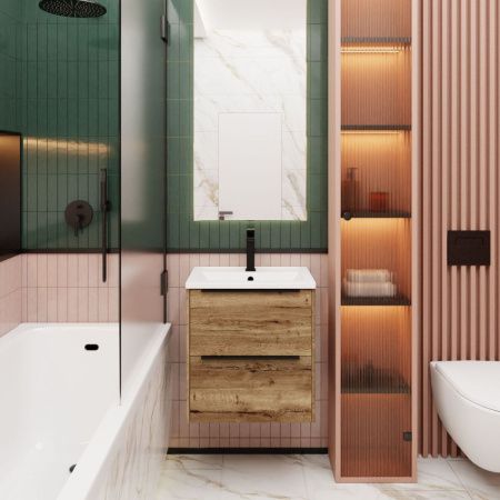 Тумба с раковиной La Fenice TESORO NFNC-01-TES-DGT-60-2-3-60 60х50 подвесная цвет коричневый