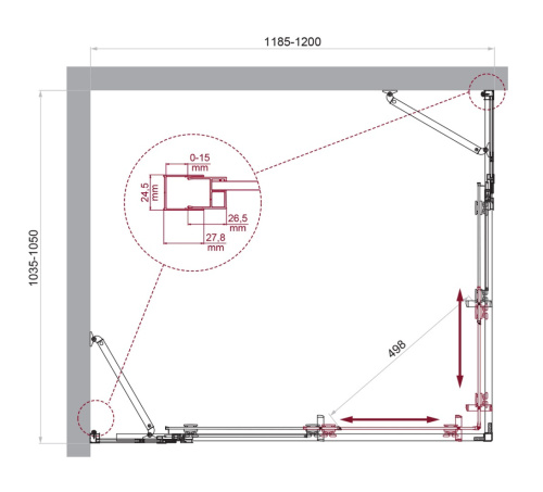 Душевой уголок BelBagno LUCE LUCE-AH-22-120/105-C-Cr 120х105 стекло прозрачное профиль хром глянцевый без поддона - фото 2