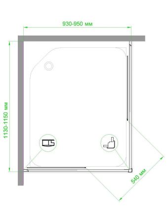 Душевой уголок Royal Bath HPD RB95115HPD-C-BL 115х95 стекло матовое профиль черный без поддона