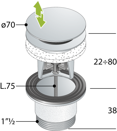 Донный клапан OMP Tea 8334.060.6.XD белый
