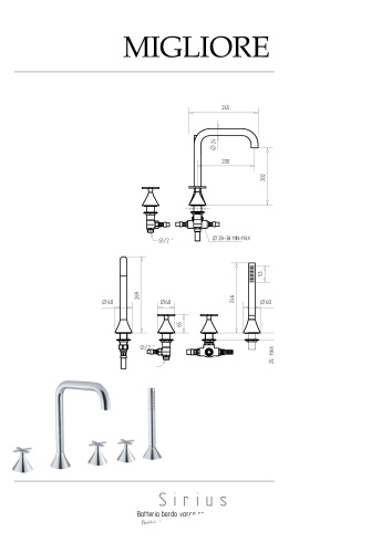 Смеситель Migliore SIRIUS 28171 на борт ванны хром - фото 2