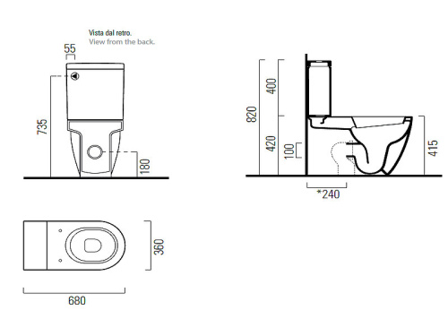 Чаша унитаза напольная GSI Pura 881711_УЦ цвет белый без сиденья без бачка безободковая душевой смыв (мелкий скол) - фото 3