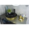 Раковина керамическая Gid 52214 40х40 накладная цвет черный/золото без отверстий под смеситель