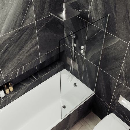 Душевая шторка на ванну Maybah Glass MGV-65-5у 90х140 стекло прозрачное профиль хром ориентация универсальная