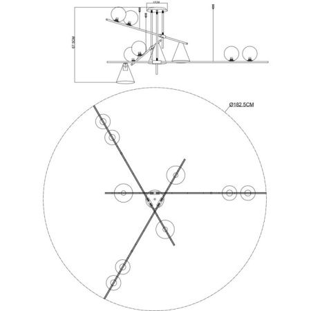 Люстра на штанге Arte Lamp Jacob (Джацоб) A7029PL-9BK