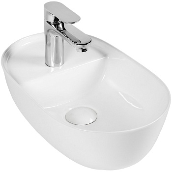 Раковина из сантехнического фарфора Bond Oval S09-420 42х26 накладная цвет белый глянцевый 1 отверстие под смеситель