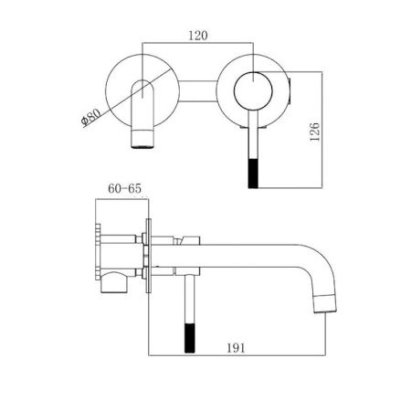 Смеситель для раковины Voda VSL28B встраиваемый в стену черный