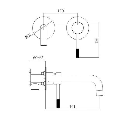 Смеситель для раковины Voda VSL28B встраиваемый в стену черный - фото 3