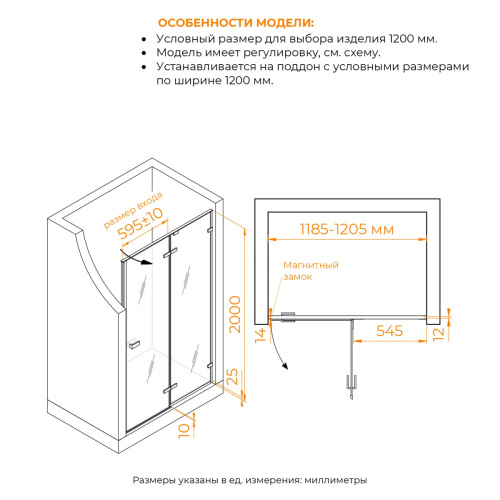 Душевая дверь RGW Stilvoll (Стилвол - На стиле) 353200412-21 120х200 стекло матовое профиль хром - фото 5