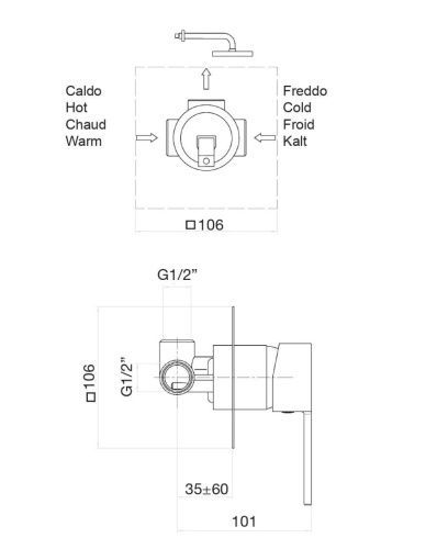 Смеситель для ванны и душа Fiore 77CR7515 встраиваемый в стену хром - фото 3