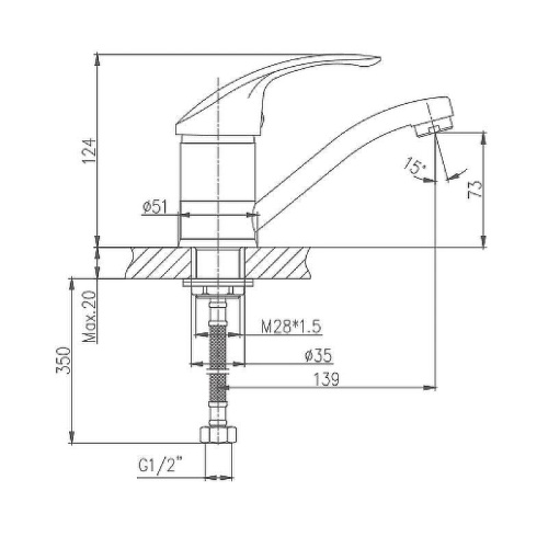 Cмеситель Haiba HB4521-5 на раковину сатин - фото 2