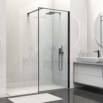 Душевая перегородка Vincea Walk in HS VSW-1HS900CLB 90х200 стекло прозрачное профиль черный