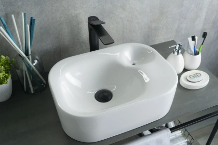 Раковина керамическая Gid Creativo 51173 50х30 накладная цвет белый без отверстий под смеситель