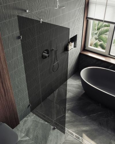 Душевая перегородка Maybah Glass MGD-276-4 100х195 стекло тонированное профиль хром - фото 4