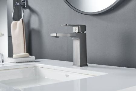 Смеситель Shevanik S9701T на раковину оружейная сталь