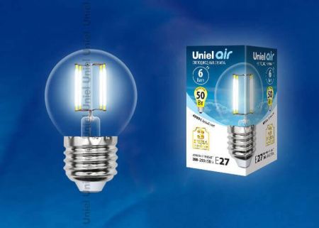 Лампа светодиодная Uniel AIR G (АИР Г) LED-G45-6W/NW/E27/CL GLA01TR картон