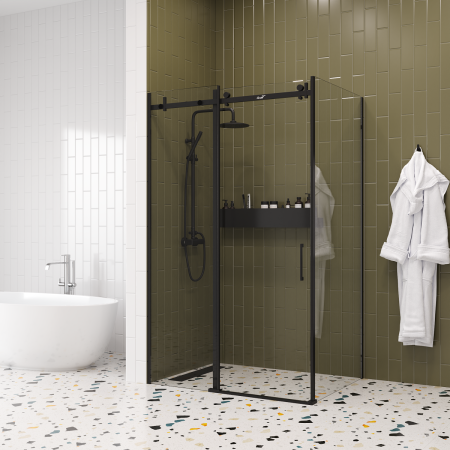 Душевой уголок Cerutti SPA CEZA'S120B 120х90 стекло прозрачное профиль черный без поддона