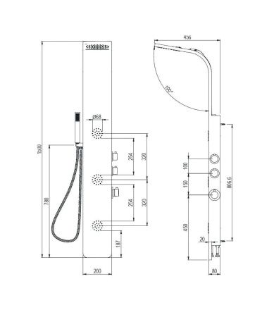 Душевая панель AQG 18NOI05NG настенная цвет черный