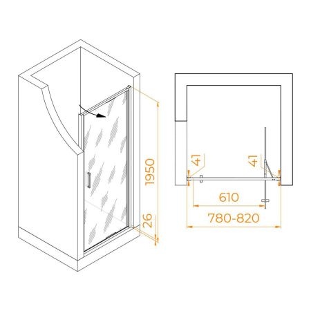 Душевая дверь RGW Stilvoll 70320508-194 80х195 стекло с рисунком профиль черный