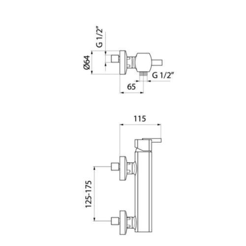 Смеситель для ванны и душа Webert Azeta AZ870102015 настенный хром - фото 3