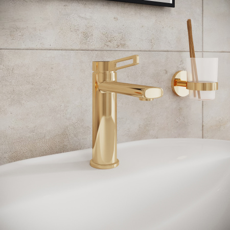 Смеситель Wellsee ONCE! and forever 182403000 на раковину/столешницу золото