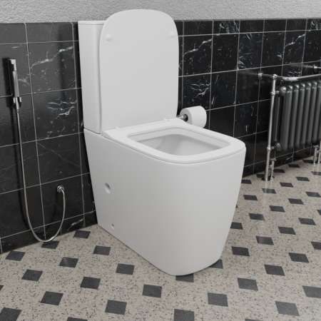 Унитаз напольный с бачком CeramaLux 1288A белый с сиденьем микролифт безободковый