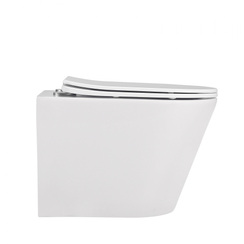Унитаз подвесной Abber Bequem AC1102MW белый матовый с сиденьем микролифт безободковый каскадный смыв - фото 2