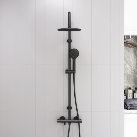 Душевая стойка Dorff Futura D0710522 настенная цвет черный с термостатом