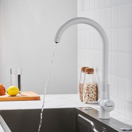 Смеситель для кухни Shevanik S428C на мойку белый