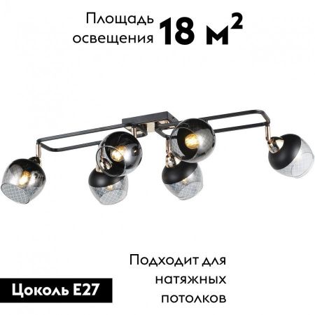 Люстра потолочная IMEX MD.19311-6-S-BK+FGD